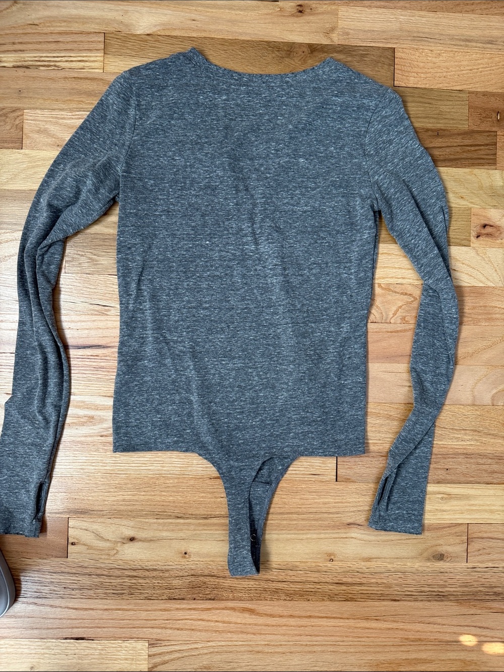Heather Gray Long-Sleeve V-Notch Bodysuit - Picture 5 of 5